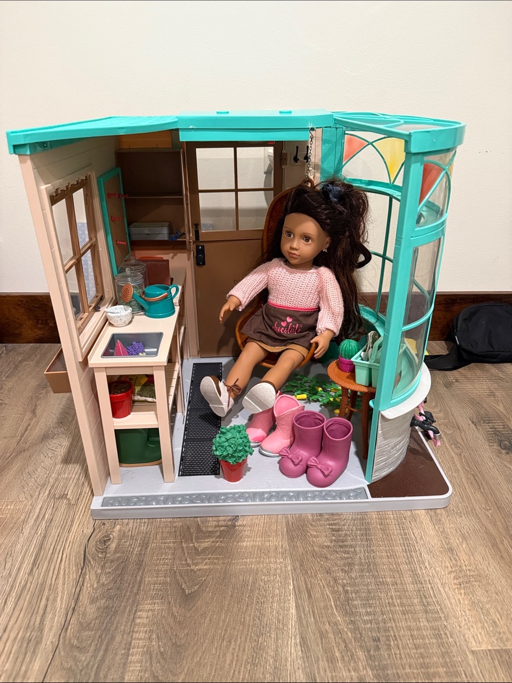 American Girl Teal Conservatory Playset with Pink Boots